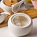 Vencer Porcelain Condiment Jar Spice with Lids - Ceramic Serving Spoon, Wooden Tray, Best Pottery Pot for Home and Kitchen, White,17.6 oz, Sugar Dispenser