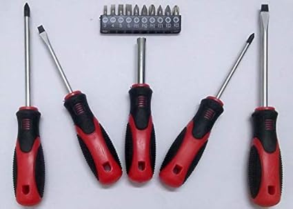 B Vishal Soft Grip Screw Driver (Black and Red, 15 Pieces)