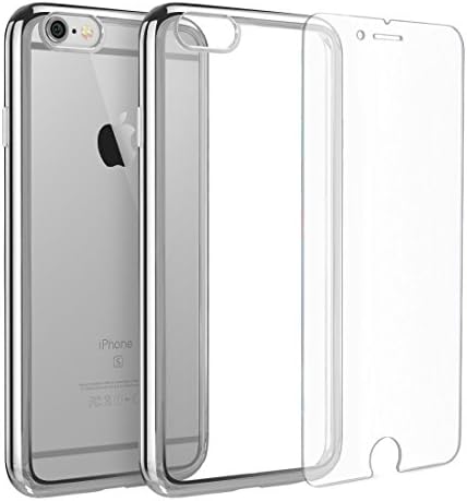 iPhone 6s Case with Bonus screen Protector AMBezos Soft Transparent TPU Case for iPhone 6 and 6s 4.7 inch (silver)