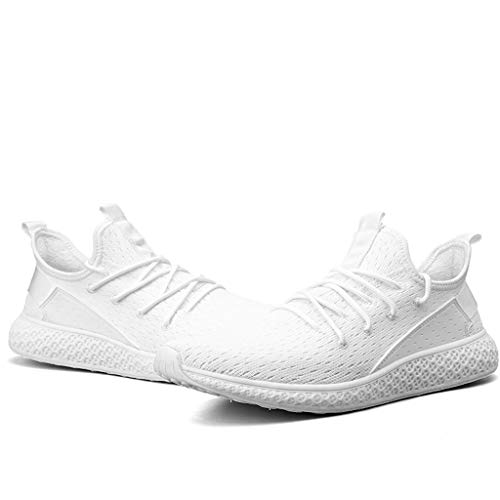 Mysky Popular Men Casual Solid Color Outdoor Walking Shoes Male Comfy Breathable Running Sports Shoes Sneakers White