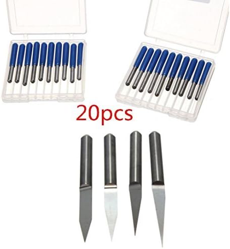 YIYATOO 20pcs 10? 15? 20? 30? 3.175mm Carbide PCB Engraving Bits CNC Router Tool 0.1mm by Yiyatoo