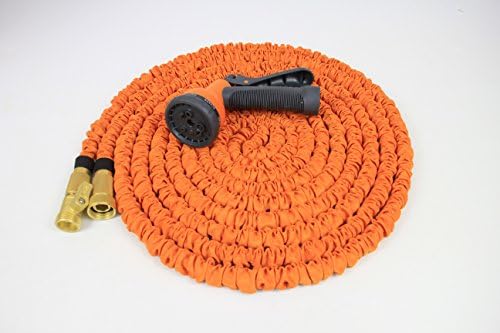 Serpentes Python 100-Feet Expandable Garden Hose with Solid Brass Ends, Orange