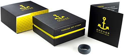 Anchor Silicone Wedding Ring for Men with Exclusive Gift Box - Award-Winning Safe and Versatile Wedding Bands Designed for Your Active Lifestyle (Charcoal Grey, XXL)