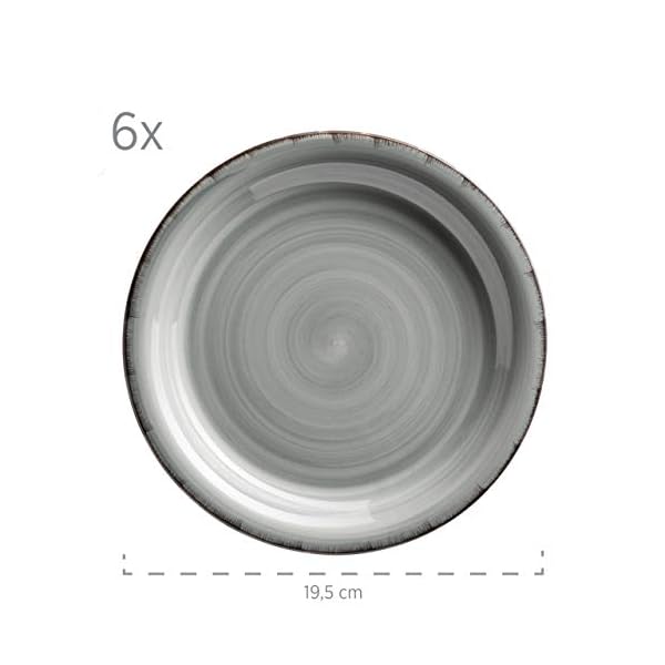 MASER-931875-Bel-Tempo-II-Plate-Set-for-6-People-in-Modern-Vintage-Look-18-Piece-Dinner-Service-Hand-Painted-Ceramic-Tableware-Service-Stoneware-Smoke-Blue MÄSER 931876 Bel Tempo II Plate Set for 6 People in Modern Vintage Look, 18-Piece Dinner Set, Hand-Painted Ceramic…