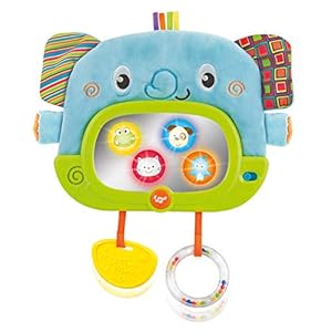 Baby Tummy Time Mirror for Floor, Crib, Play Gym & Stroller – Soft Elephant Baby Mirror w/ Hidden Characters – Daytime…