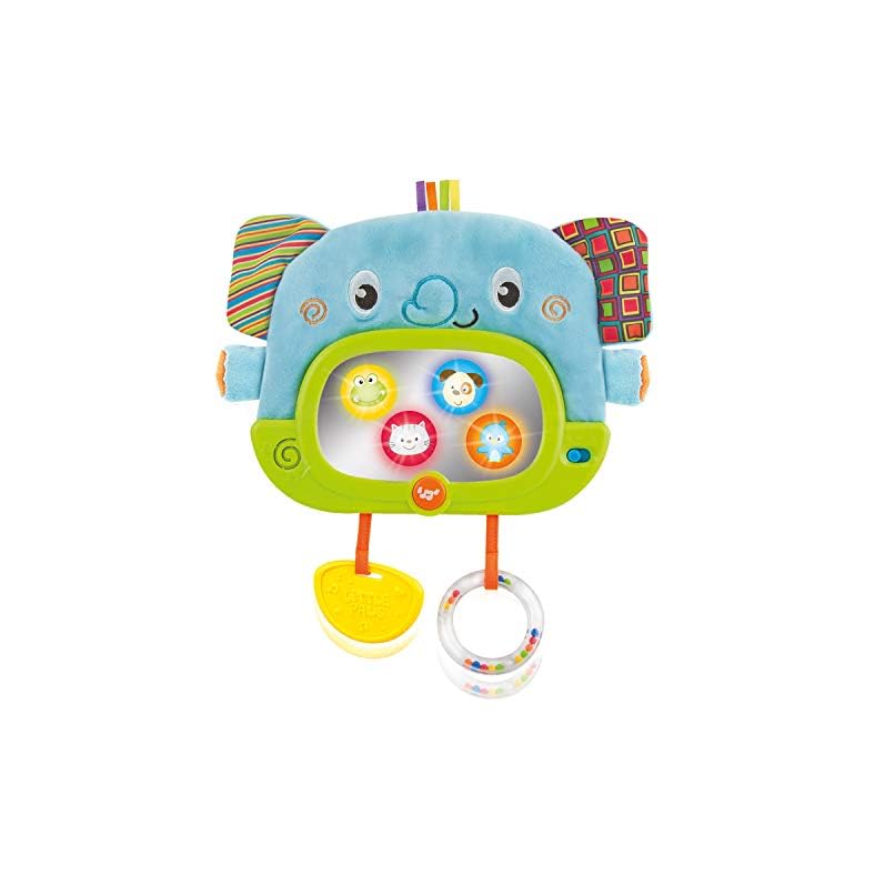 Baby Tummy Time Mirror for Floor, Crib, Play Gym & Stroller – Soft Elephant Baby Mirror w/ Hidden Characters – Daytime…