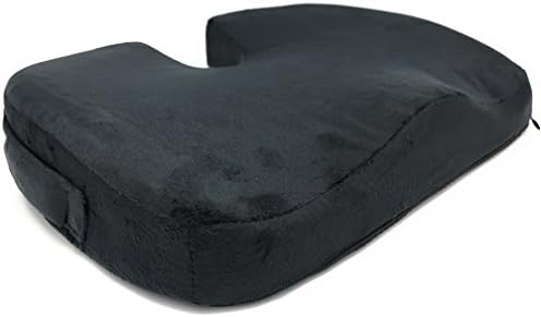 COZMAX - Coccyx Orthopedic Memory Foam Seat Cushion with Cooling Gel for Office Chair and Car Seat Cushion for Back,Tailbone, and Sciatica Relief (Black) (Soft Smooth Cover)