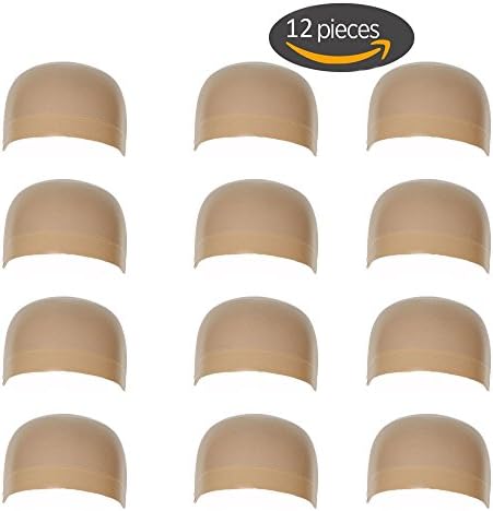 12 Pieces One Size Fits All Hair Net Skin Color Nylon Wig Caps for Women, Kids and Men by Meiyoo2 (Natural Nude Beige)