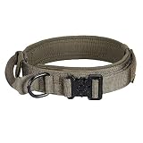 EXCELLENT ELITE SPANKER Tactical Dog Collar Nylon Adjustable K9 Collar Military Dog Collar Heavy Duty Metal Buckle with Handle(Ranger Green-XL)