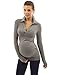 PattyBoutik Mama V Neck Long Sleeve Maternity Polo Shirt (Heather Gray S)