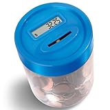 Andy Digital Coin Counter Piggy Bank Blue Jar - Count Coins and Save Money