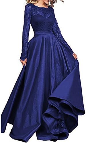 Elleybuy Women's Long Sleeves A-Line Lace Prom Dresses Long Formal Evening Dresses US16