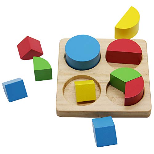 image for MorTime 4 in 1 Wooden Solid Geometry Educational Shape Color Sorting P