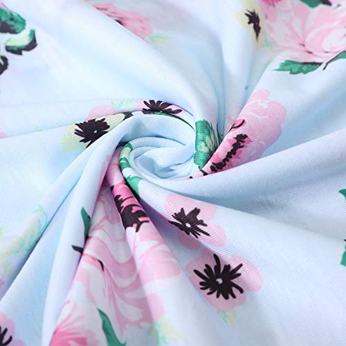 Maternity Labor Delivery Gown Hospital Nightgown Nursing Nightdress with Matching Pillowcase Blue Floral Dress L - Thumbnail 7