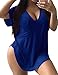 ALLEGRACE Womens Casual Scoop Collar Plus Size T Shirts Summer Tops Tee Blue XXL
