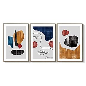 Framed Canvas Wall Art for Living Room, Bedroom Abstract Geometric Canvas Prints for Home Decoration Ready to Hanging - 16"x24"x3 Panels