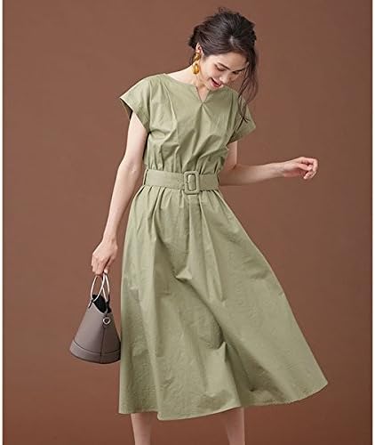 Amazon ナノ ユニバース レディース Nano Universe 予約商品 ベルト付ギャザースカートロングワンピース 180カーキ 38 ワンピース チュニック 通販