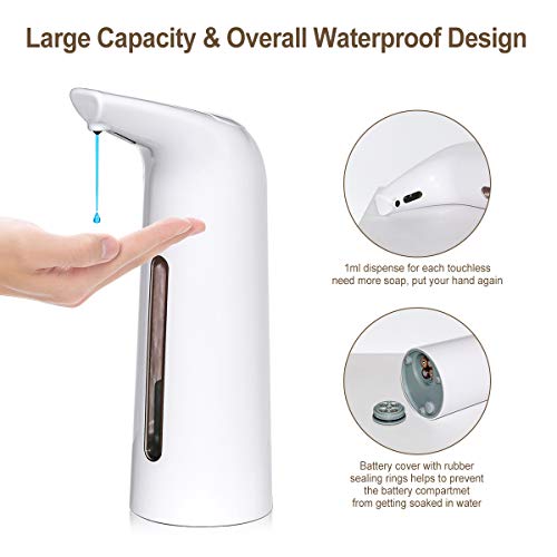 GUKOK Automatic Soap Dispenser, 400ML Touchless Soap Dispenser with Infrared Motion Sensor, Liquid Hands-Free Electric Hand Sanitizer Soap Dispenser for Kitchen, Bathroom, Hotel or Restaurant