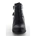 TOP Moda Women's Buckle Straps Stacked Low Heel Ankle Booties Black 8