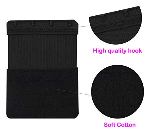 Bra Extender 4 Hook,Stretchy Soft and Comfortable Bra Strap Extender - 4 pcs Pack (Black) - Thumbnail 3