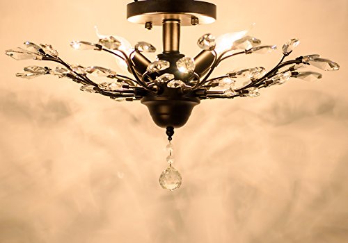 Garwarm 5 Lights Vintage Crystal Chandeliers Ceiling Lights LED Light Crystal Pendant Lighting Ceiling Light Fixtures Chandeliers Lighting for Living Room Bedroom Restaurant Porch Chandelier(Black)