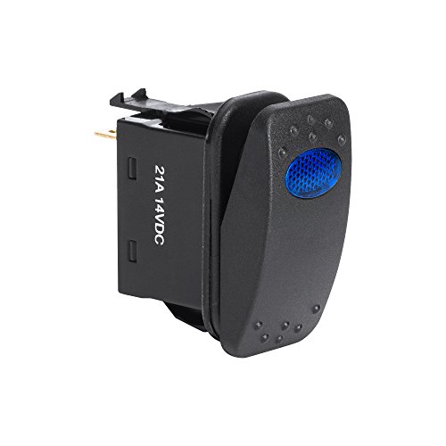 True Mods 12V DC SPST Rocker Toggle Switch Kit [20 Amp] [Rectangle] [Blue LED] Power ON/Off Switch for Automotive Jeep ATV UTV Boat