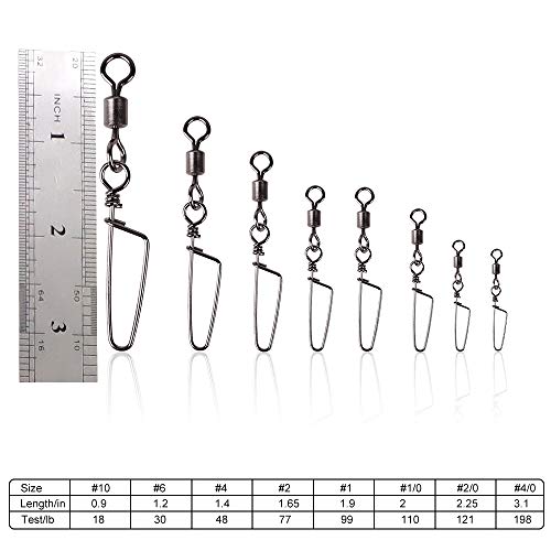 Alwonder Lot 20 Angelwirbel mit Coast Lock Snap Edelstahl Schwarz Nickel Fischwirbel – Bild 3