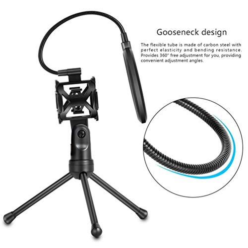 POTENCO Mini Microphone Filter Shockproof Desktop Tripod Stand Microphone Mount