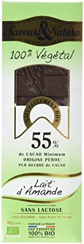 Saveurs et Nature Organic 55 Percent Cocoa and Almond Oil Chocolate 100 g (Pack of 2)