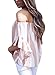 FARYSAYS Women's Striped 3/4 Bell Sleeve Off The Shoulder Front Tie Knot T Shirt Tops Blouse