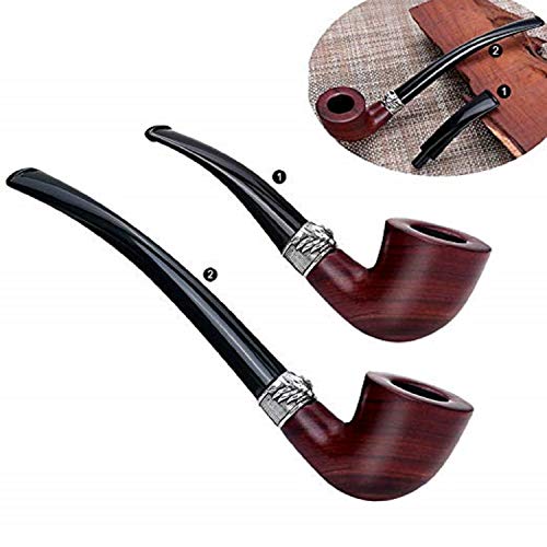 Wood Smoking Pipe Free Boy Tobacco Pipe Kit,Hand Made,Replacement Long Stem and Accessories