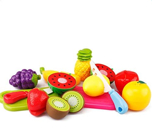 Zentto 13pcs Fruit and Vegetables Play Kitchen Food for Pretend Cutting Food Toys Educational Playset with Toy Knife Cutting Board for Toddlers, Boys, Girls, Kids