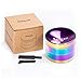 Herb Grinder, Metal Spice Grinders with Pollen Catcher, Herbs Mill Crusher 4 Piece, Super Smooth, 2 inch (50 mm) - Rainbow Color