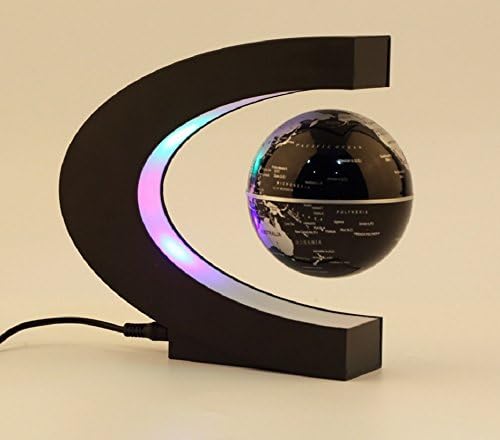 Magnetic World Map Levitation Floating Globe with LED Lights 3-inch Globe World Home &amp; Office Decoration, Learning &amp; Teaching,Anti gravity light Decoration , Desk Decoration (C Shape + Globe)