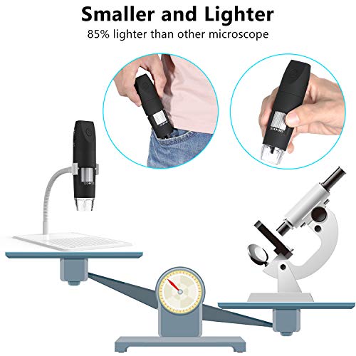 Limited Price Reduction, Intee Wireless Digital Microscope,50X To 1000X WiFi Microscope , Flexible Arm Observation Stand with 1080P HD 2.0 MP 8 LED, Mini Handheld Microscope Camera for Android IOS PC