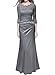 Miusol Women's Retro Floral Lace Vintage 2/3 Sleeve Slim Ruched Wedding Maxi Dress,D-silver Gray,Small