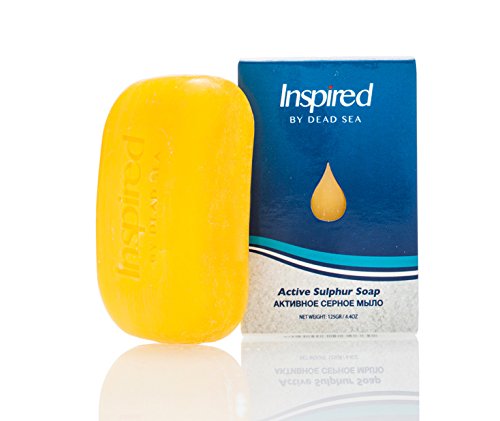 Inspired by Dead Sea Active Sulphur Soap Dead Sea Minerals Sulfur 100% Natural Ingredients Alleviates Psoriasis Eczema Seborrheic Dermatitis Acne Rosacea Relieves Skin Irritations Itching 125gr/4.4oz
