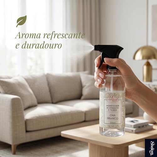 Aromatizador de Ambientes e Tecidos Chá Branco 500ml, Home Spray Perfumado para Casa, Roupas de Cama, Sofás e Cortinas