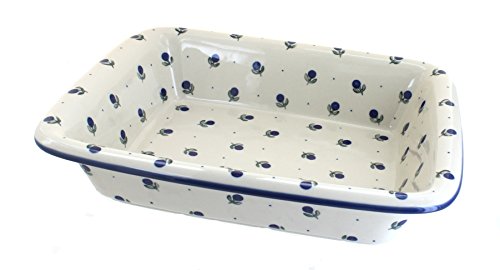Click Here to See More Images Polish Pottery Blueberry Medium Rectangular Baker