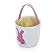 VIPITH Easter Bunny Basket Dual Layer Easter Eggs Foldable Canvas Tote Printed Rabbit and Fluffy Tails Easter Gift Bag for Kids Party (Pink)