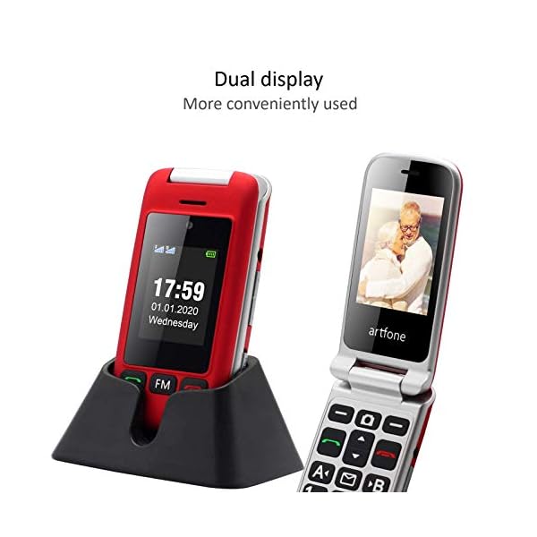 artfone-C10-Big-Button-Mobile-Phone-for-Elderly-Senior-Flip-Mobile-Phone-Dual-SIM-Unlocked-Card-with-24-Large-Screen-SOS-Button-Talking-Numbers-FM-Radio-Torch-and-Charging-Cradle-Red artfone C10 Big Button Mobile Phone for Elderly, Senior Flip Mobile Phone Dual SIM Unlocked Card with 2.4" Large Screen | SOS Button | Talking Numbers | FM Radio | Torch and Charging Cradle (Red)