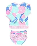 RuffleButts Baby/Toddler Girls Pastel Floral Long Sleeve UPF 50+ Rash Guard Bikini Swimsuit - 18-24m