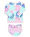 RuffleButts Baby/Toddler Girls Long Sleeve Rash Guard UPF50+ Sun Protected Bikini Swimsuit - Pastel Petals X, 3-6m