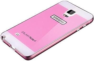 Note 4 Case, Feikai Fashion Metal Frame Slim Bumper Protector Premium Aluminum Alloy Deluxe Ultra Thin Acrylic Back Cover Case Shield Shell for Samsung Galaxy Note 4 Note4 N910 Pink/White