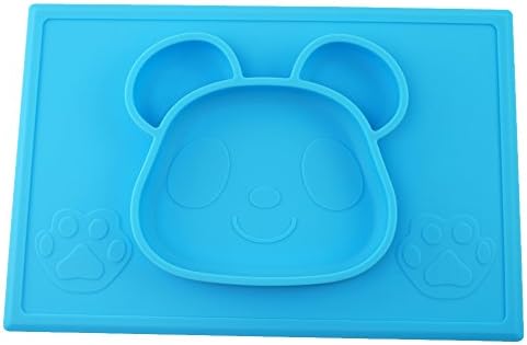 Eoozon Panda Silicone Baby Placemat Plate, BPA Free, One Piece (Light Blue)