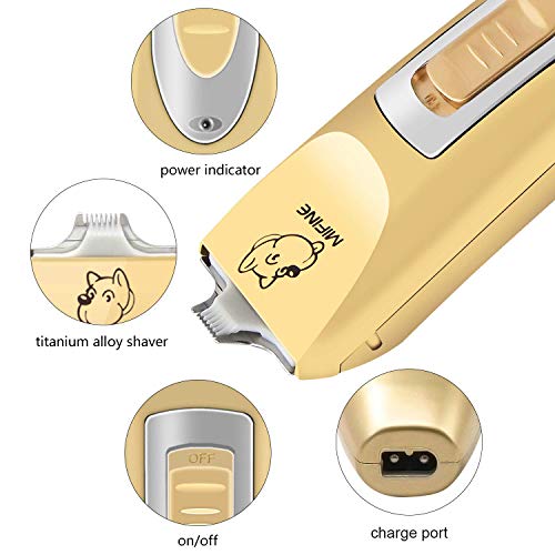 Mifine Professional Dog Clippers Kit Rechargeable - Dog Grooming Clippers and Cordless Pet Clippers Suitable Dogs, Cats and Other Animals, Eyes, Face, Ears, Paw, Around Rump (Gold) - Thumbnail 4