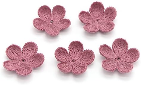 10pcs/lot 35mm Wool Flowers Sew-on Patches DIY Craft Handmade Materials Accessories (C7 Bean powder 10pcs)