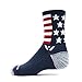 Swiftwick - Vision Five Spirit Cycling and Running Socks - Moisture Wicking, Seamless Toe, Cushioned, Compression Crew Socks - Made in The USA - Blue/White/Red, Medium