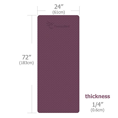 FrenzyBird Eco-Friendly,Reversible,Non-Slip,Double-Sided TPE Yoga Mat with Stretch Strap,Carry Strap and Mat Bag, Free of PVC and Other Harmful Chemicals, Extra-Thick,Ideal for Yogis - Thumbnail 3
