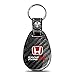 iPick Image Compatible with Honda Red Logo Civic Type R Real Black Carbon Fiber with Leather Strap Large Tear Drop Key Chain
